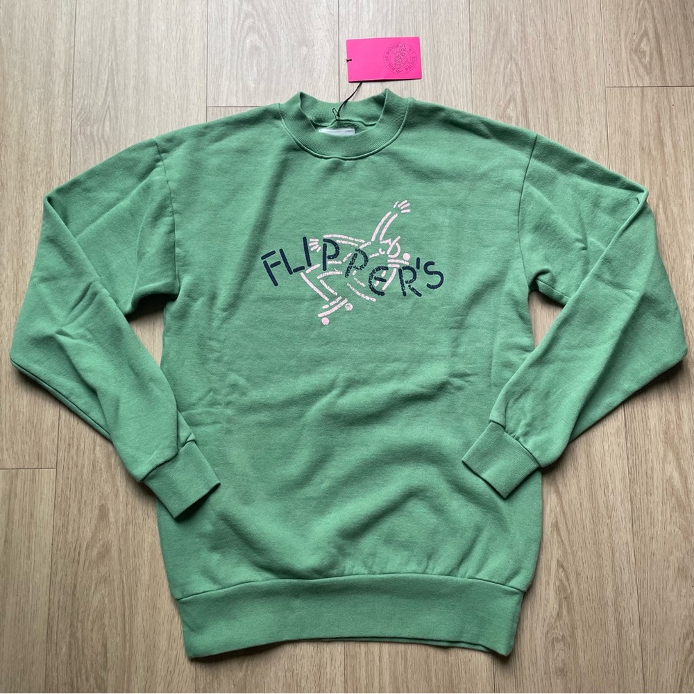 Green Crewneck Sweatshirt with Skate Graphic